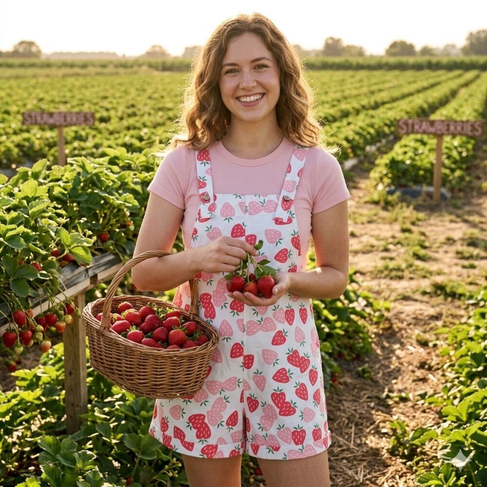 SHEIN Curve Women's size 1XL Strawberry Print Overall
